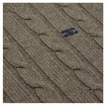 CELINE CABLE KNIT TRIOMPHE SWEATER IN CASHMERE TAUPE