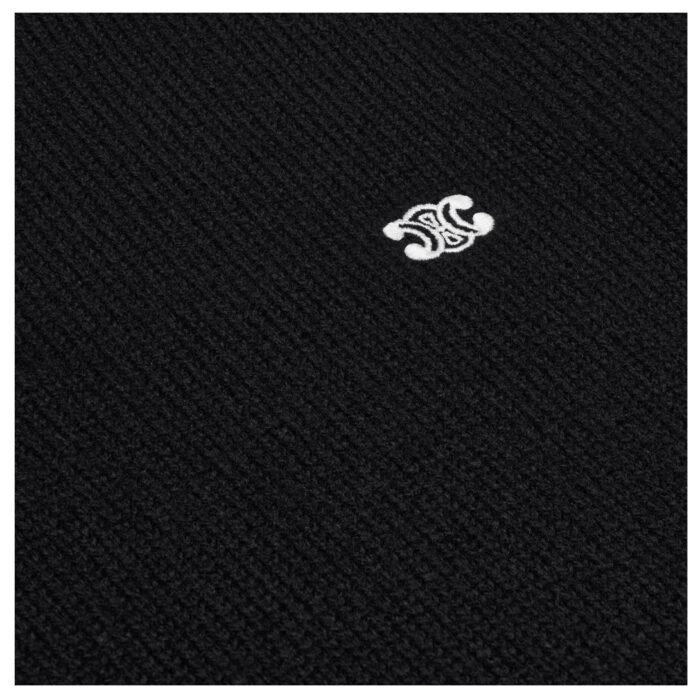 CELINE TRIOMPHE TRUCKER SWEATER IN WOOL AND CASHMERE BLACK-OFF WHITE