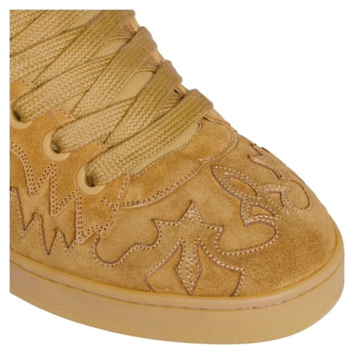 CELINE HUNTINGTON LOW LACE UP SNEAKER IN SUEDE CALFSKIN AND MESH