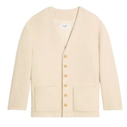 CELINE OVERSIZED JACKET IN BOUCLÉ TWEED CASHMERE IVOIRE
