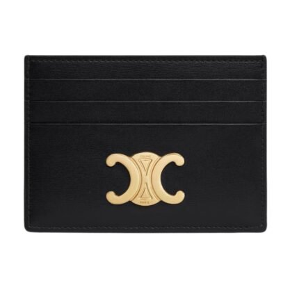 CELINE CARD HOLDER TRIOMPHE IN SHINY CALFSKIN BLACK