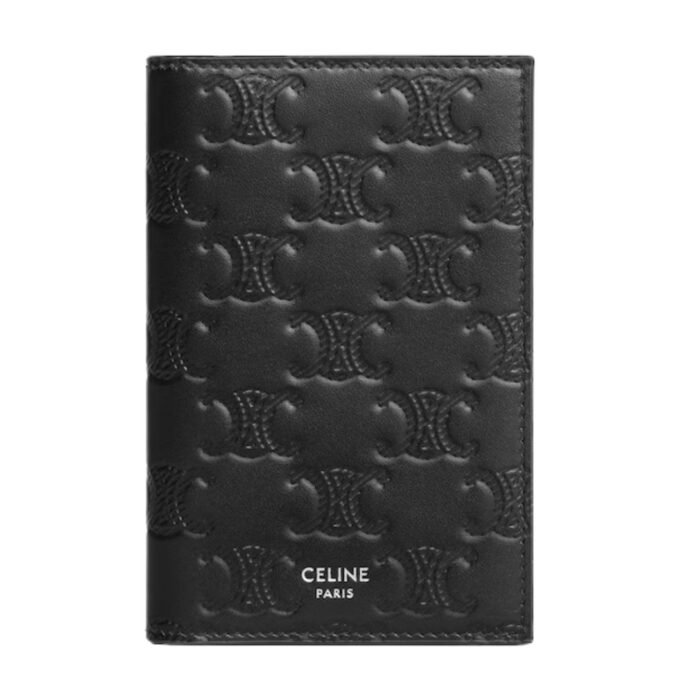 CELINE VERTICAL CARD HOLDER IN CALFSKIN WITH TRIOMPHE EMBOSSED ANTHRACITE