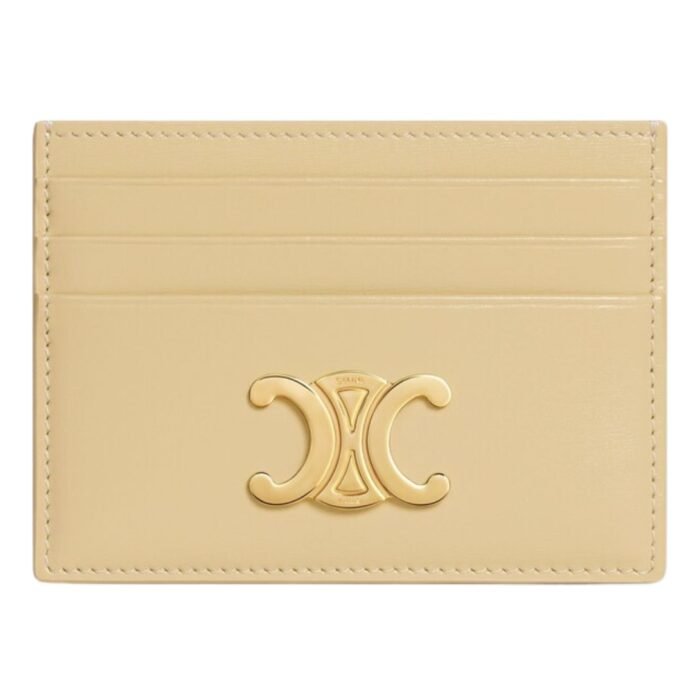 CELINE CARD HOLDER TRIOMPHE IN SHINY CALFSKIN SOFT PEACH