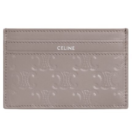 CELINE MEDIUM CARD HOLDER IN CALFSKIN WITH TRIOMPHE EMBOSSED BLACK