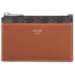 CELINE ZIPPED CARD HOLDER IN TRIOMPHE CANVAS AND LAMBSKIN BLACK