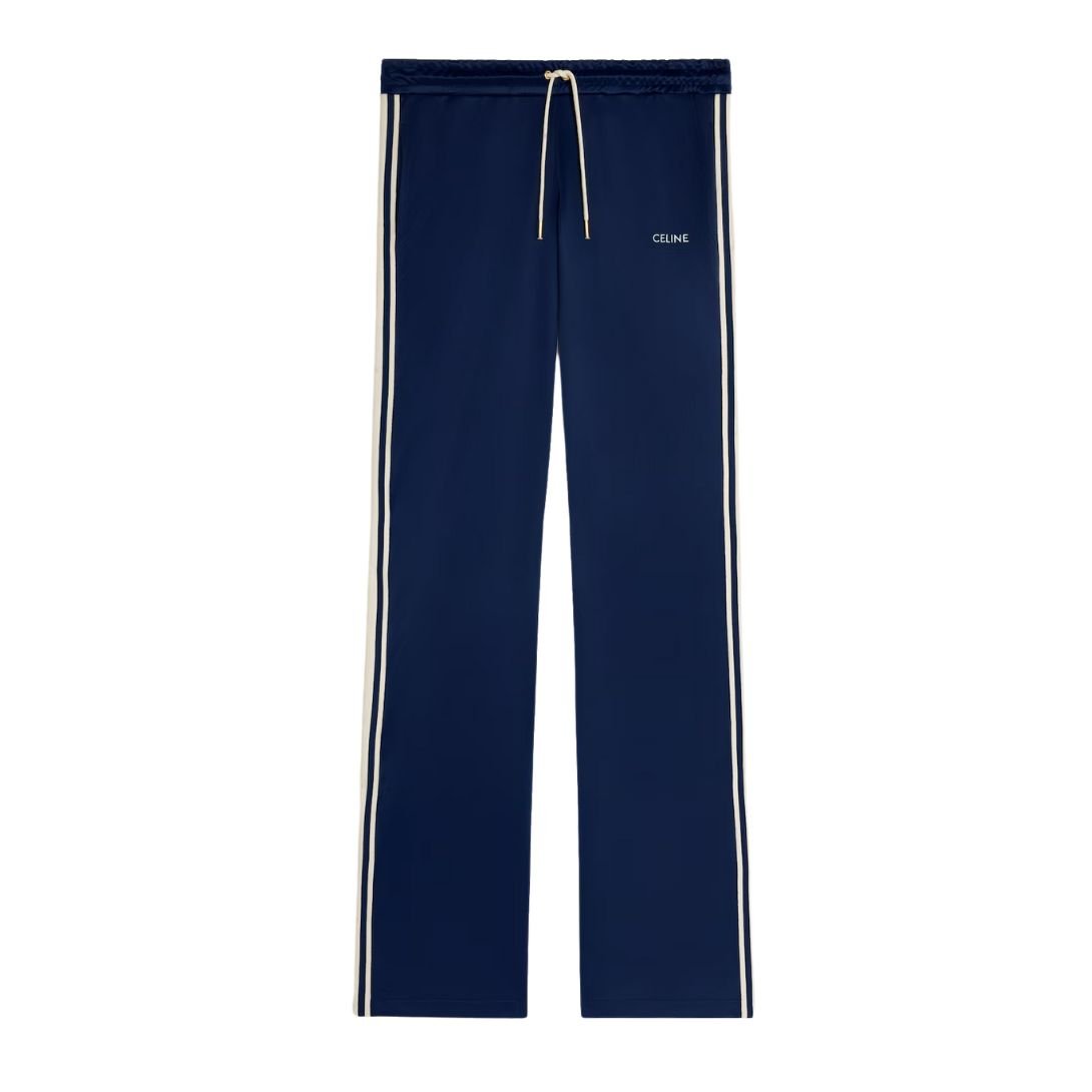 5 CELINE TRACKSUIT PANTS IN DOUBLE FACE JERSEY NAVY-OFF WHITE