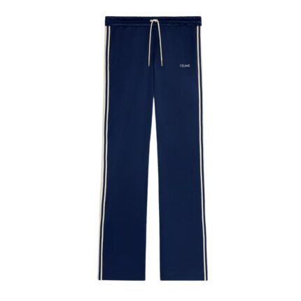 CELINE TRACKSUIT PANTS IN DOUBLE FACE JERSEY VERT BOUTEILLE-OFF WHITE
