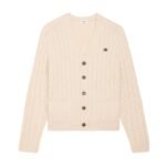 CELINE TRIOMPHE CARDIGAN IN CABLE KNIT CASHMERE CREAM