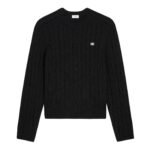 CELINE CABLE KNIT TRIOMPHE SWEATER IN CASHMERE TAUPE