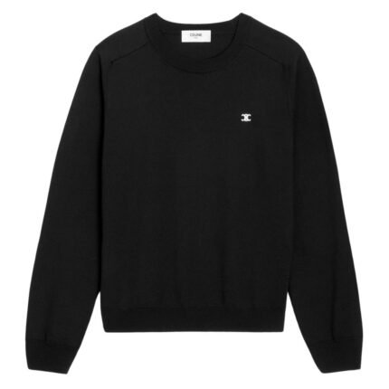 CELINE TRIOMPHE CREW NECK SWEATER IN WOOL NAVY