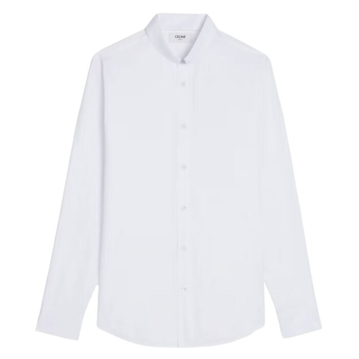 CELINE LOOSE SHIRT WITH INVERTED COLLAR IN COTTON POPLIN WHITE