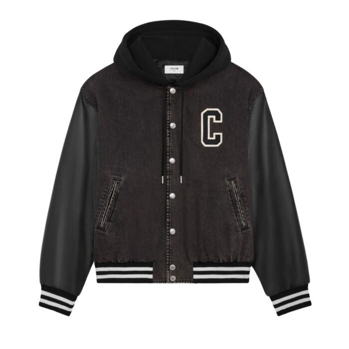 CELINE LOOSE TEDDY JACKET IN CHARCOAL WASH DENIM