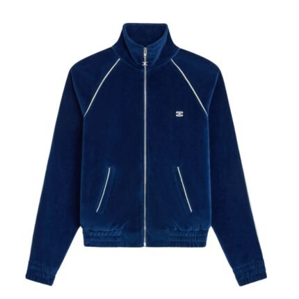 CELINE TRIOMPHE TRACKSUIT JACKET IN VELVET JERSEY NAVY-ECRU