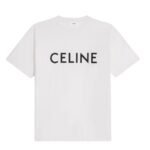 CELINE LOOSE T SHIRT IN COTTON JERSEY CHALK-BLACK