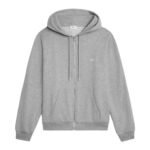 CELINE TRIOMPHE LOOSE ZIPPED HOODIE IN CASHMERE COTTON GREY MELANGE