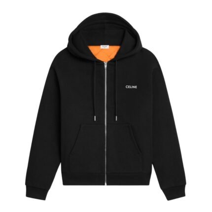 CELINE ZIPPED QUILTED HOODIE IN COTTON FLEECE