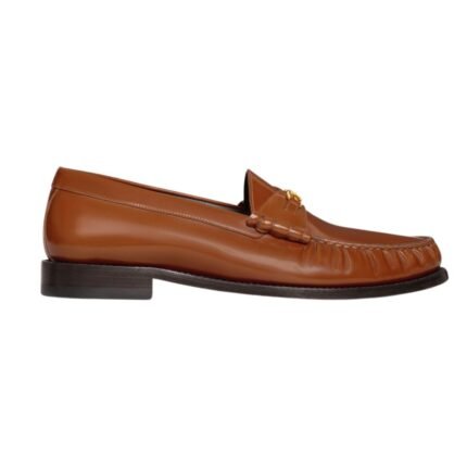 CELINE LUCO TRIOMPHE LOAFER IN POLISHED BULL BLACK-OPTIC WHITE
