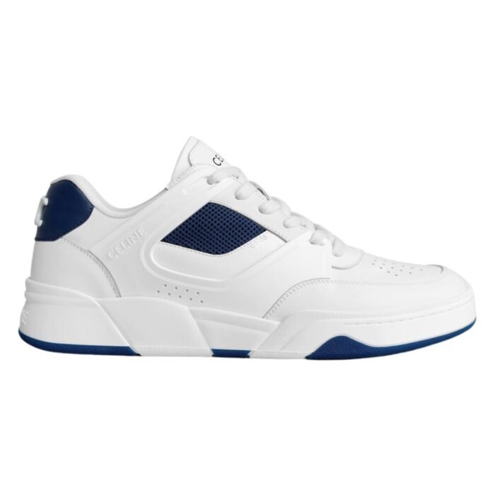 CELINE TRAINER CT 09 LOW LACE UP SNEAKER IN CALFSKIN AND MESH OPTIC WHITE-BEIGE