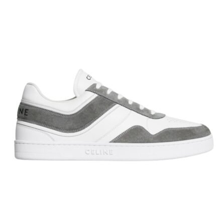 CELINE TRAINER LOW LACE UP SNEAKER IN SUEDE CALFSKIN AND CALFSKIN LIGHT BEIGE
