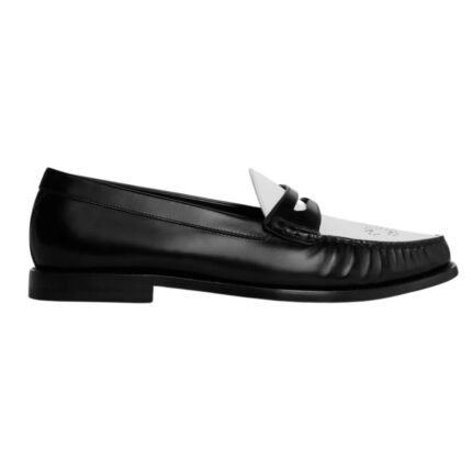 CELINE VIVIENNE LOAFER IN POLISHED BULL BLACK-OPTIC WHITE