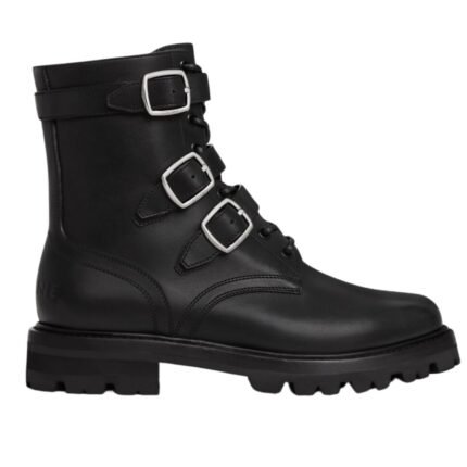 CELINE MAGGIE BUCKLE ZIPPED BOOT IN SHINY BULL