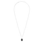 CELINE TRIOMPHE DE LYS MEDAL NECKLACE IN STERLING SILVER AND ONYX
