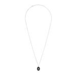CELINE TRIOMPHE DE LYS MEDAL NECKLACE IN STERLING SILVER AND ONYX