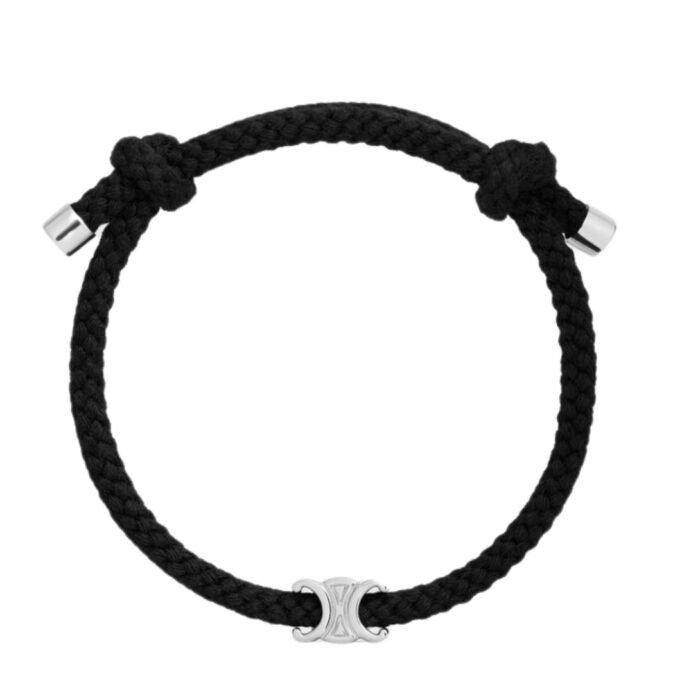 CELINE TRIOMPHE BEACH BRACELET IN ACRYLIC AND BRASS WITH RHODIUM FINISH