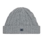 CELINE TRIOMPHE CABLE KNIT BEANIE IN CASHMERE GREY