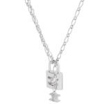 CELINE TRIOMPHE LOCK NECKLACE IN BRASS WITH SILVER FINISH