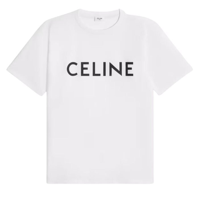 CELINE LOOSE T SHIRT IN COTTON JERSEY ECRU-BLACK