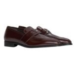 CELINE MALAQUAIS PENNY TRIOMPHE LOAFER IN POLISHED BULL DARK BROWN