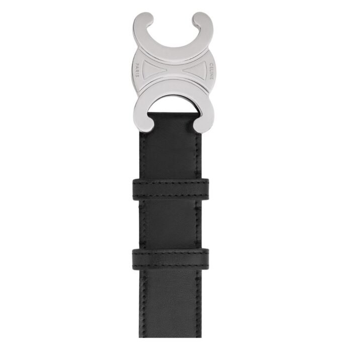 CELINE LARGE TRIOMPHE BELT IN VINTAGE CALFSKIN BLACK