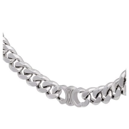 CELINE TRIOMPHE GOURMETTE NECKLACE IN BRASS WITH RHODIUM FINISH