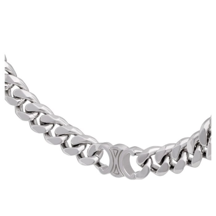 CELINE TRIOMPHE GOURMETTE NECKLACE IN BRASS WITH RHODIUM FINISH