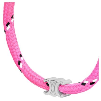 CELINE TRIOMPHE BEACH BRACELET IN POLYESTER AND BRASS WITH RHODIUM FINISH