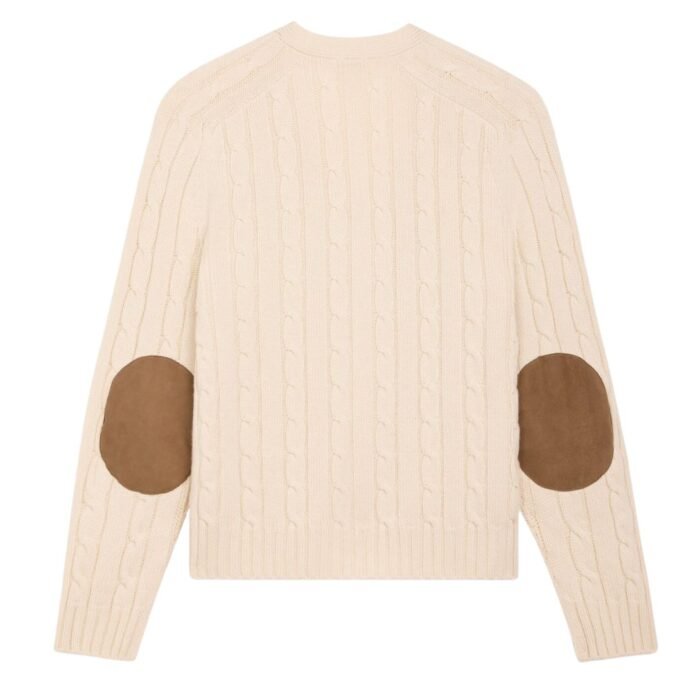 CELINE TRIOMPHE CARDIGAN IN CABLE KNIT CASHMERE CREAM