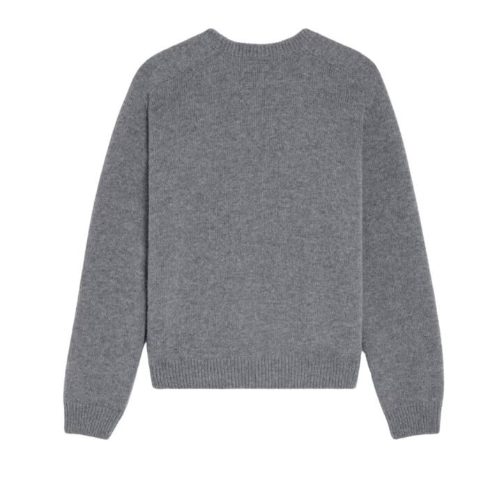 CELINE TRIOMPHE CREW NECK SWEATER IN WOOL AND CASHMERE GREY-OFF WHITE