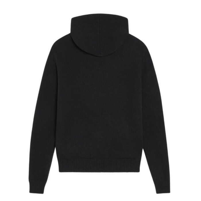 CELINE TRIOMPHE HOODED SWEATER IN CASHMERE WOOL BLACK-OFF WHITE