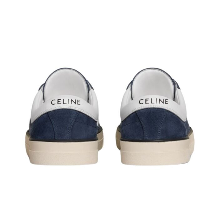 CELINE SUNSET LOW LACE UP SNEAKER IN SUEDE CALFSKIN AND CALFSKIN BLUE