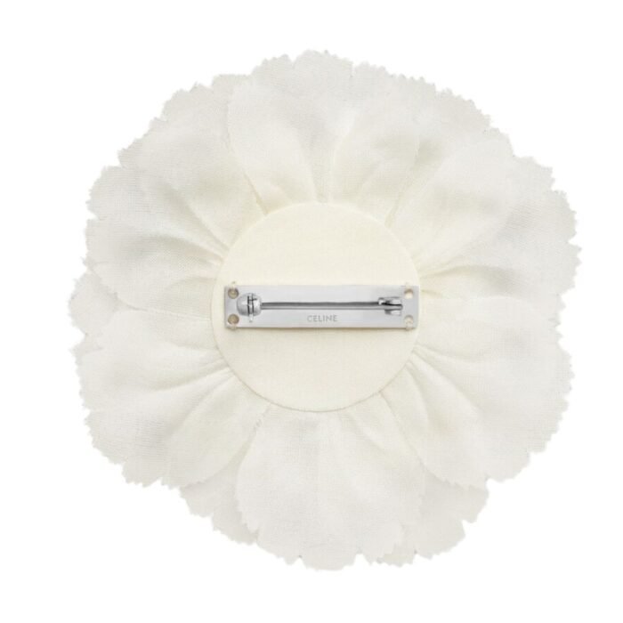 CELINE FLEUR ŒILLET LAPEL PIN IN SILK BRASS AND STEEL