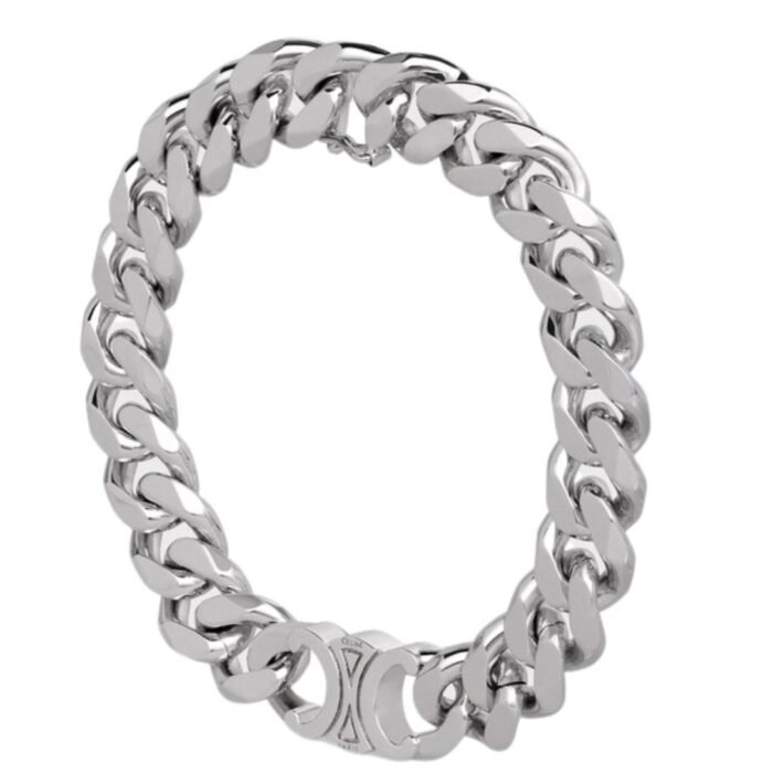 CELINE TRIOMPHE GOURMETTE BRACELET IN BRASS WITH RHODIUM FINISH