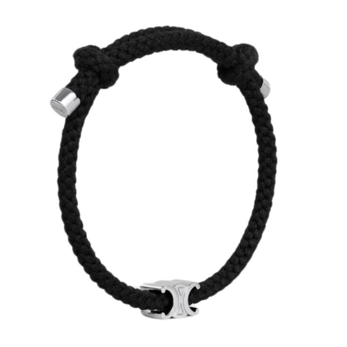 CELINE TRIOMPHE BEACH BRACELET IN ACRYLIC AND BRASS WITH RHODIUM FINISH