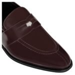 CELINE MALAQUAIS PENNY TRIOMPHE LOAFER IN POLISHED BULL DARK BROWN