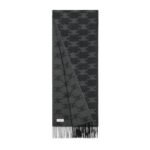 CELINE FRINGED SCARF IN MONOGRAM CASHMERE NOIR-ANTHRACITE