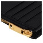 CELINE ZIPPED COMPACT CARD HOLDER ESSENTIALS IN GRAINED CALFSKIN BLACK