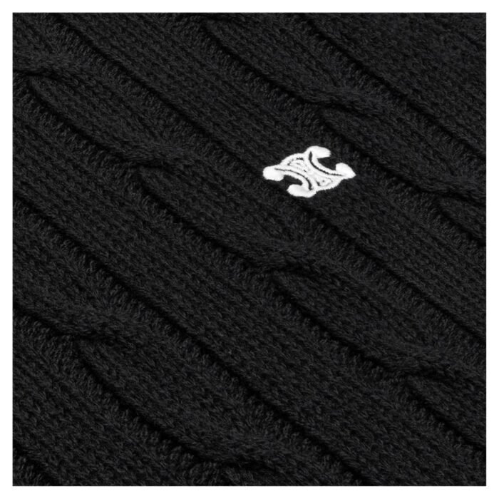 CELINE CABLE KNIT TRIOMPHE SWEATER IN CASHMERE BLACK