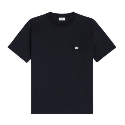 CELINE TRIOMPHE LOOSE T SHIRT IN COTTON JERSEY BLACK-WHITE