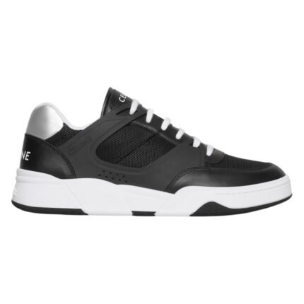 CELINE TRAINER CT 07 LOW LACE UP SNEAKER IN MESH CALFSKIN AND LAMINATED CALFSKIN