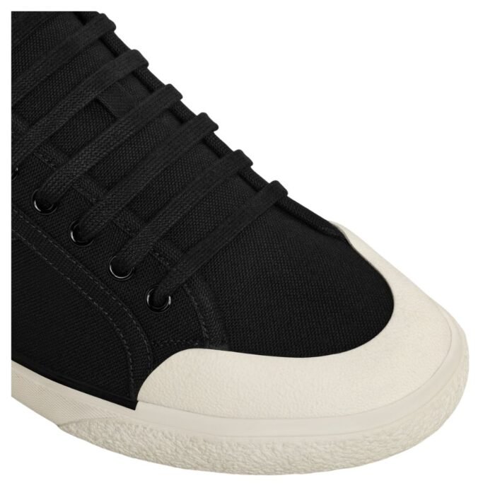 CELINE ALAN AS 01 LOW LACE UP SNEAKER IN CANVAS AND CALFSKIN